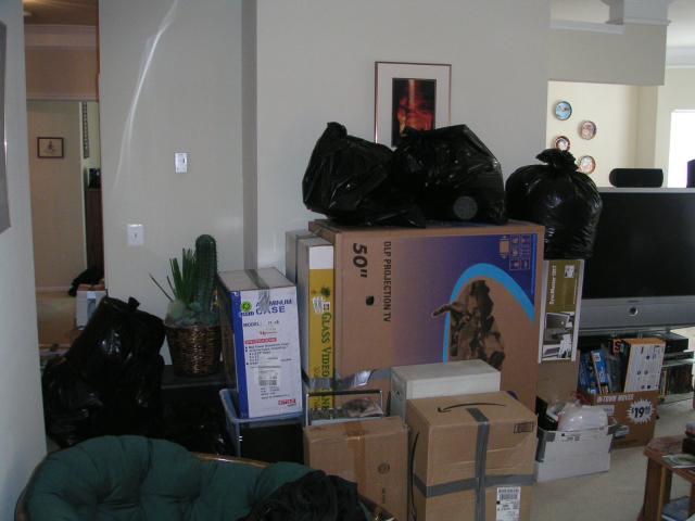 The first pile of stuff I throw away making room for Lisa and Duke