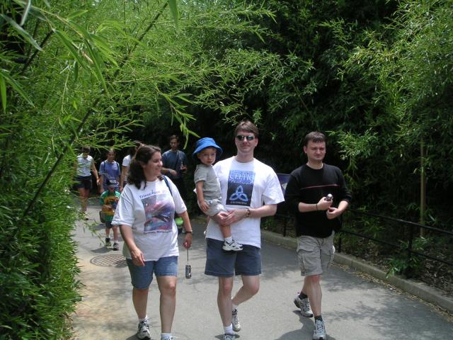 Shannon, Will, Chip, and Chuck on the way into the Pandas
